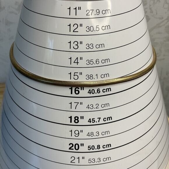 Gold Tone Snake Chain Necklace 15" With Rhinestone Clasp Adjustable - Picture 4 of 4